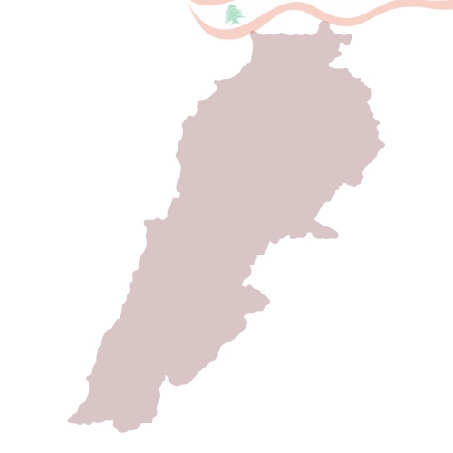Map of Lebanon in red on with a transparent background