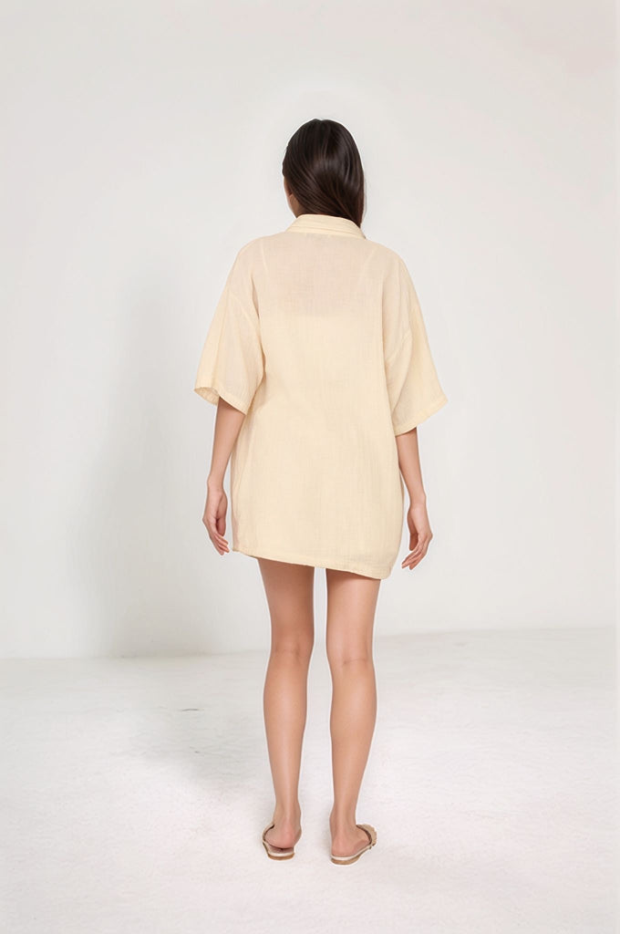 Breezy Cotton Set – back view of matching shirt and shorts set in breathable cotton from Gamine