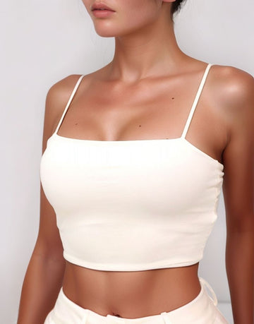 Second angle of Gamine Cami Top in white with straps