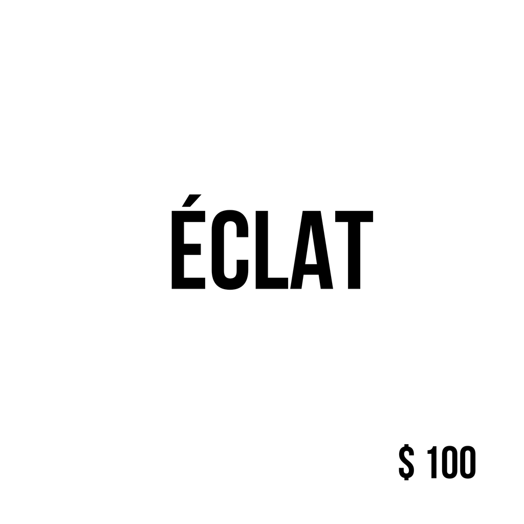 White Gamine gift card with ‘eclat’ in black text – $100 value