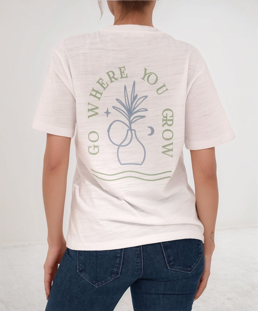 GG T‑shirt – back view showing relaxed cut and cotton soft texture in white